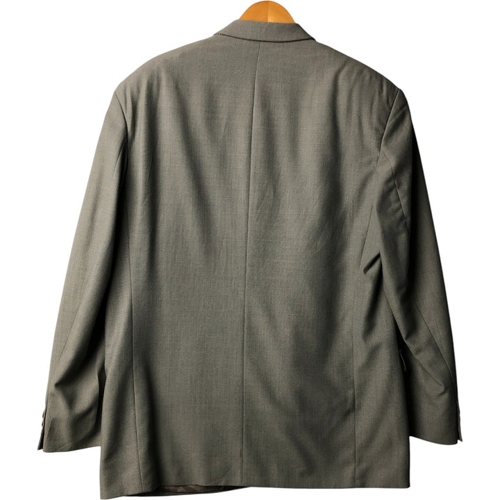 ALEXANDRE double-breasted, peak lapel polyester and wool tailored jacket, made in the UK, men's size XL polyester gray type Vintage Second Hand