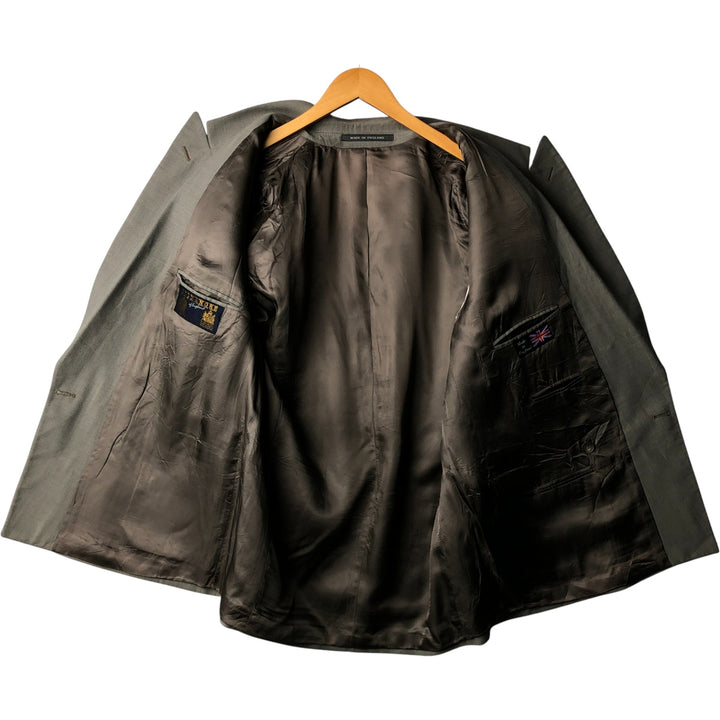 ALEXANDRE double-breasted, peak lapel polyester and wool tailored jacket, made in the UK, men's size XL polyester gray type Vintage Second Hand