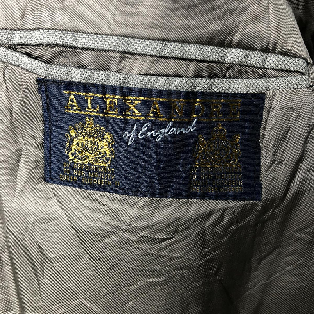 ALEXANDRE double-breasted, peak lapel polyester and wool tailored jacket, made in the UK, men's size XL polyester gray type Vintage Second Hand