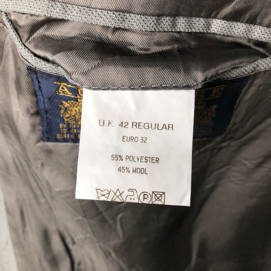 ALEXANDRE double-breasted, peak lapel polyester and wool tailored jacket, made in the UK, men's size XL polyester gray type Vintage Second Hand