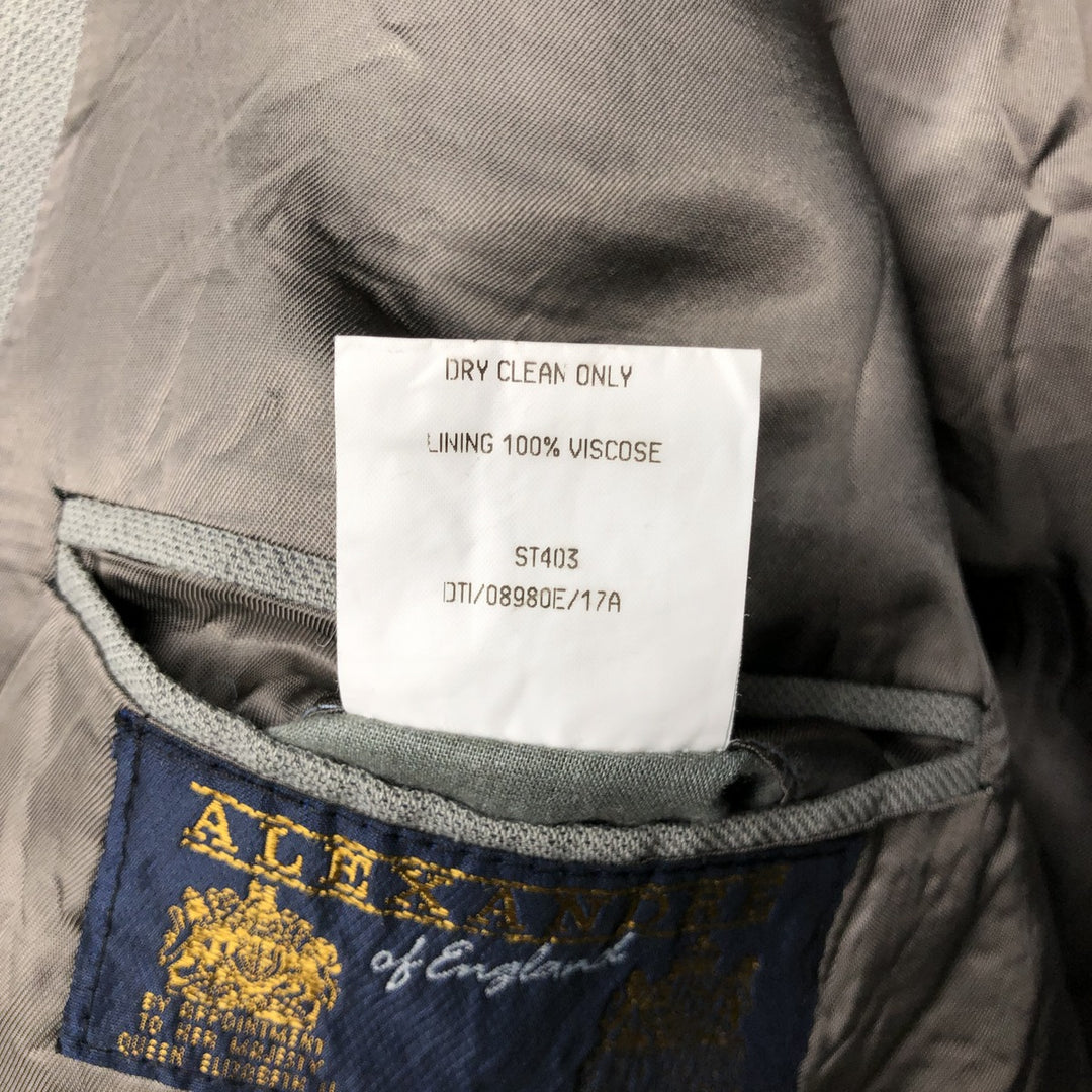 ALEXANDRE double-breasted, peak lapel polyester and wool tailored jacket, made in the UK, men's size XL polyester gray type Vintage Second Hand