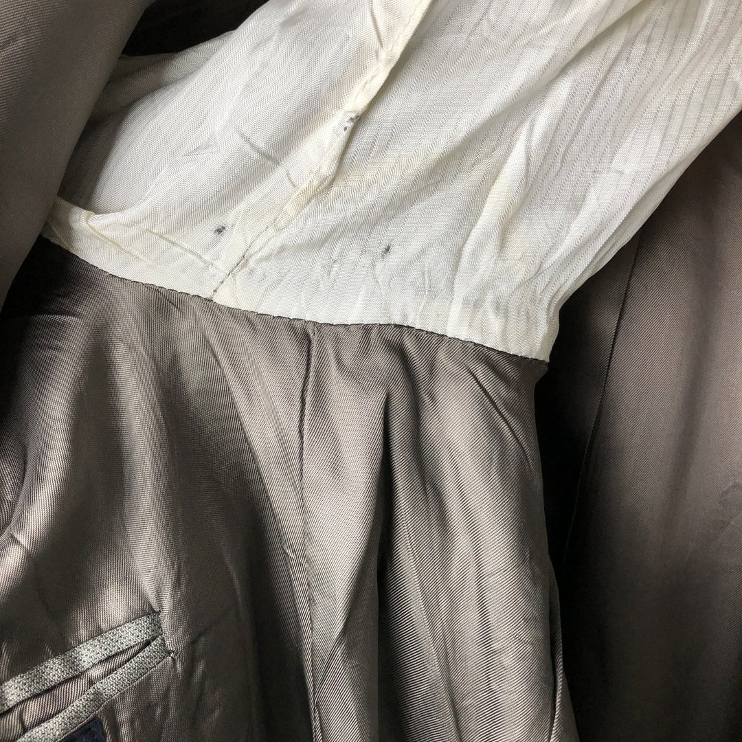 ALEXANDRE double-breasted, peak lapel polyester and wool tailored jacket, made in the UK, men's size XL polyester gray type Vintage Second Hand