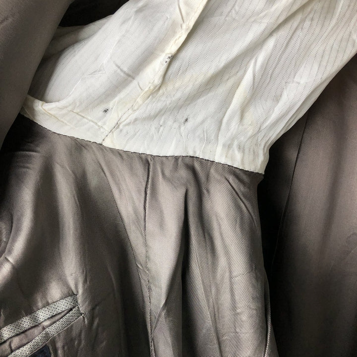 ALEXANDRE double-breasted, peak lapel polyester and wool tailored jacket, made in the UK, men's size XL polyester gray type Vintage Second Hand