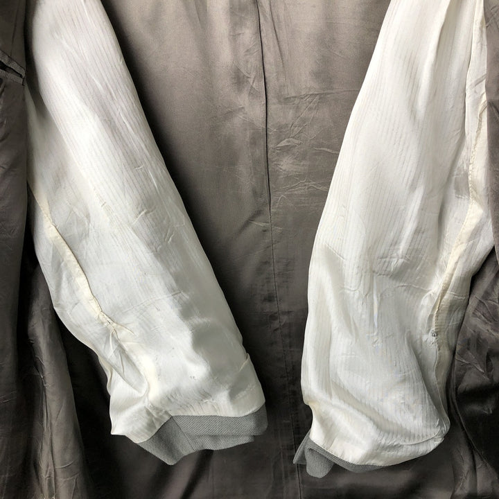 ALEXANDRE double-breasted, peak lapel polyester and wool tailored jacket, made in the UK, men's size XL polyester gray type Vintage Second Hand