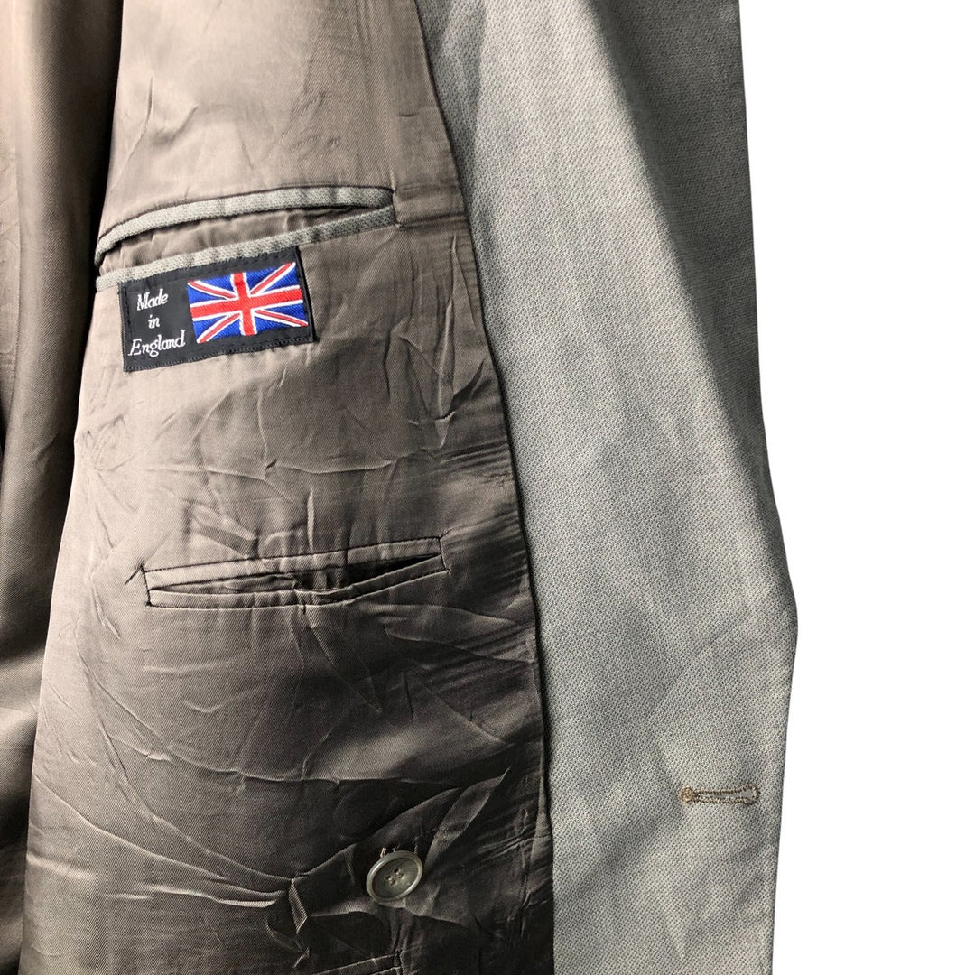 ALEXANDRE double-breasted, peak lapel polyester and wool tailored jacket, made in the UK, men's size XL polyester gray type Vintage Second Hand