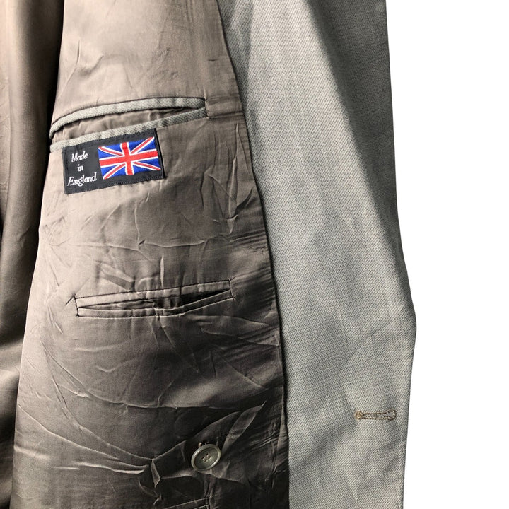ALEXANDRE double-breasted, peak lapel polyester and wool tailored jacket, made in the UK, men's size XL polyester gray type Vintage Second Hand