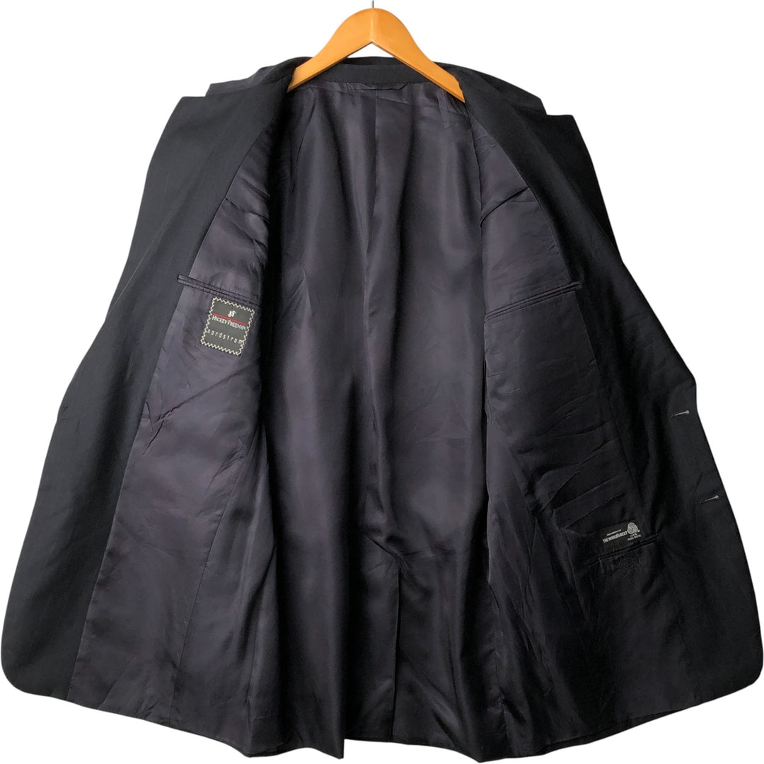 Hickey Freeman Striped Wool Tailored Jacket, Made in USA, Men's Size L wool black type Vintage Second Hand