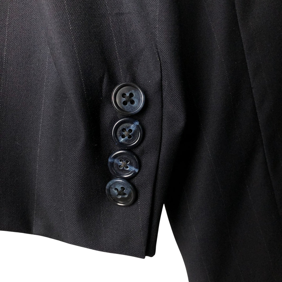 Hickey Freeman Striped Wool Tailored Jacket, Made in USA, Men's Size L wool black type Vintage Second Hand