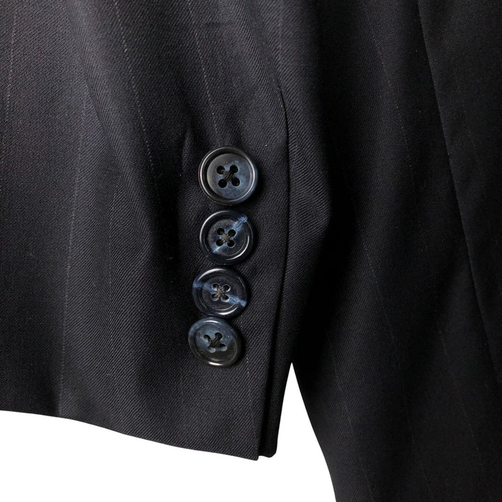 Hickey Freeman Striped Wool Tailored Jacket, Made in USA, Men's Size L wool black type Vintage Second Hand