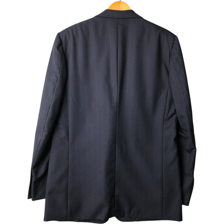 GIEVES and HAWKES Bespoke Striped Wool Tailored Jacket, Made in USA, Men's Size L wool navy blue type Vintage Second Hand