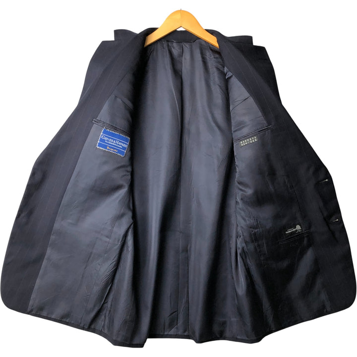 GIEVES and HAWKES Bespoke Striped Wool Tailored Jacket, Made in USA, Men's Size L wool navy blue type Vintage Second Hand