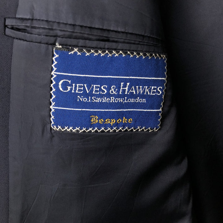 GIEVES and HAWKES Bespoke Striped Wool Tailored Jacket, Made in USA, Men's Size L wool navy blue type Vintage Second Hand