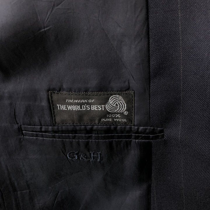 GIEVES and HAWKES Bespoke Striped Wool Tailored Jacket, Made in USA, Men's Size L wool navy blue type Vintage Second Hand