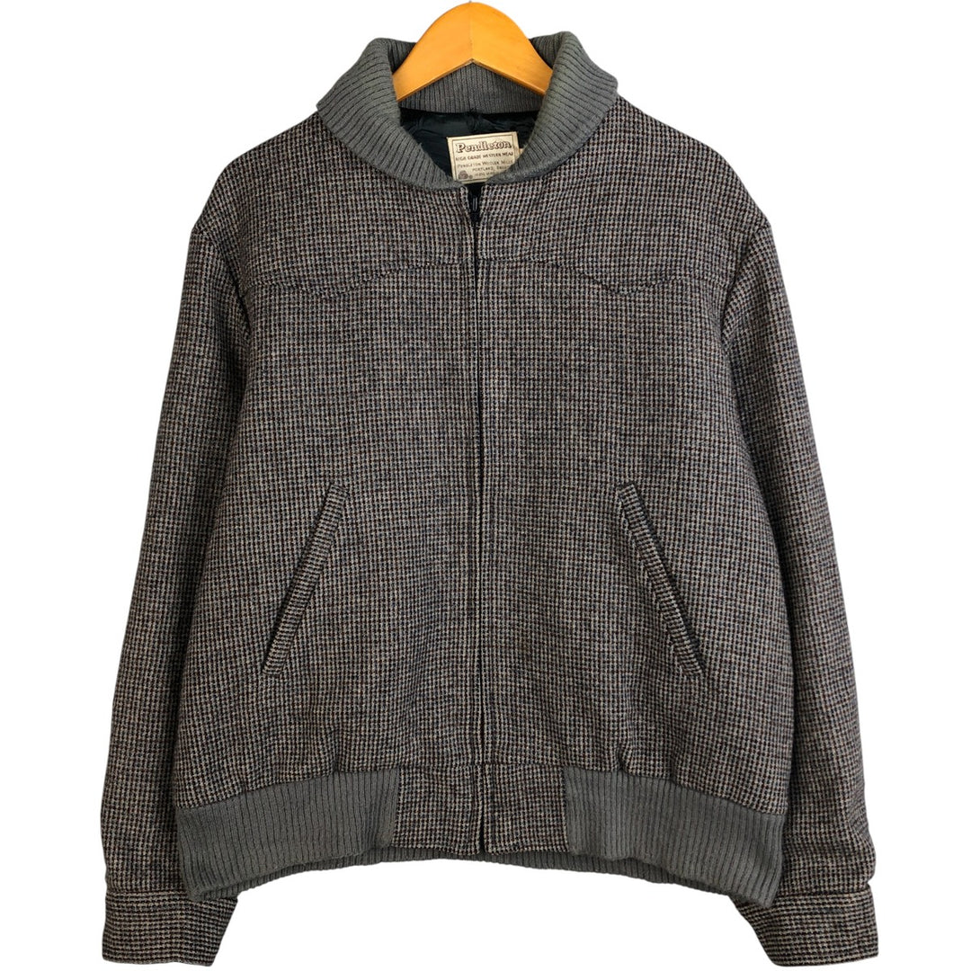 Vintage 1980'S Pendleton all-over print wool blouson, size L, men's wool gray type Vintage Second Hand