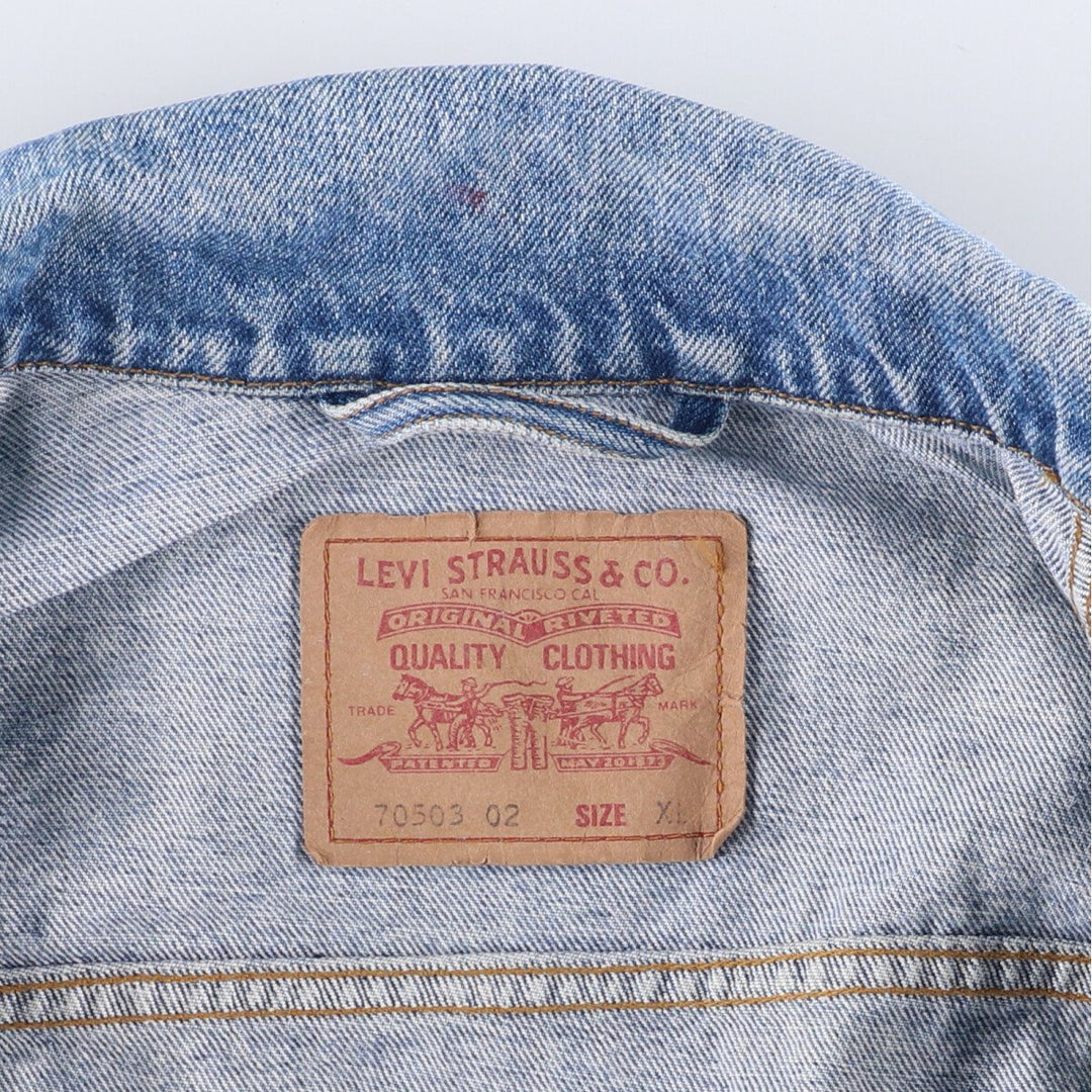 90'S Levi's 70503-0216 Euro Model Denim Jacket, Men's XL, Vintage cotton blue type Vintage Second Hand
