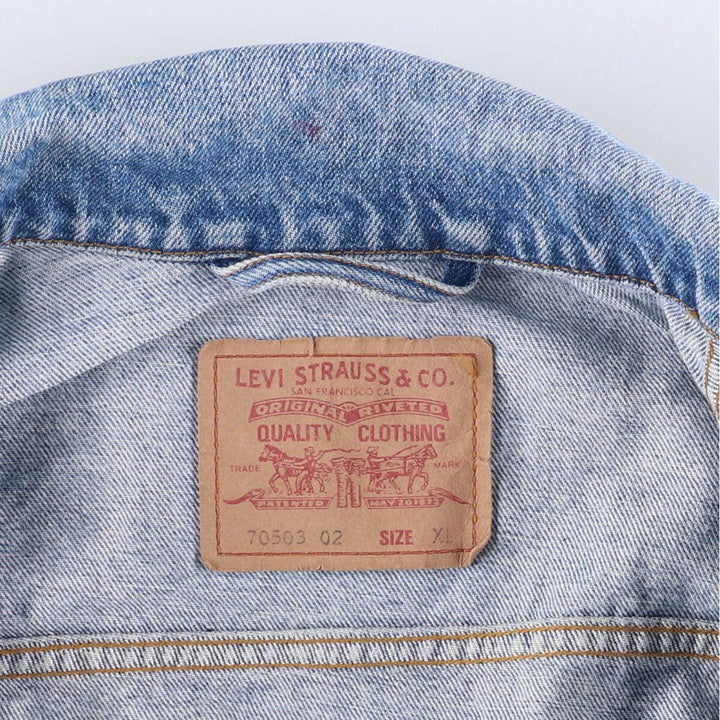 90'S Levi's 70503-0216 Euro Model Denim Jacket, Men's XL, Vintage cotton blue type Vintage Second Hand