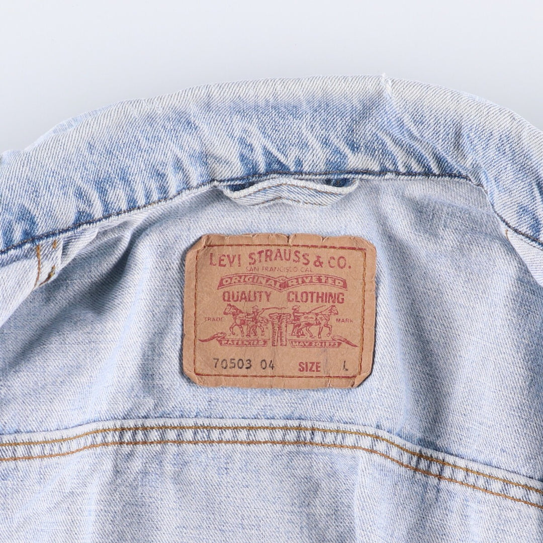 90'S Levi's 70503-0482 denim jacket, denim jacket, men's size L, vintage cotton blue type Vintage Second Hand