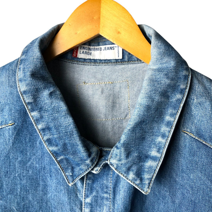 2000'S Levi's Engineered Euro Model 70100-0835 draped denim jacket, men's size L cotton blue type Vintage Second Hand
