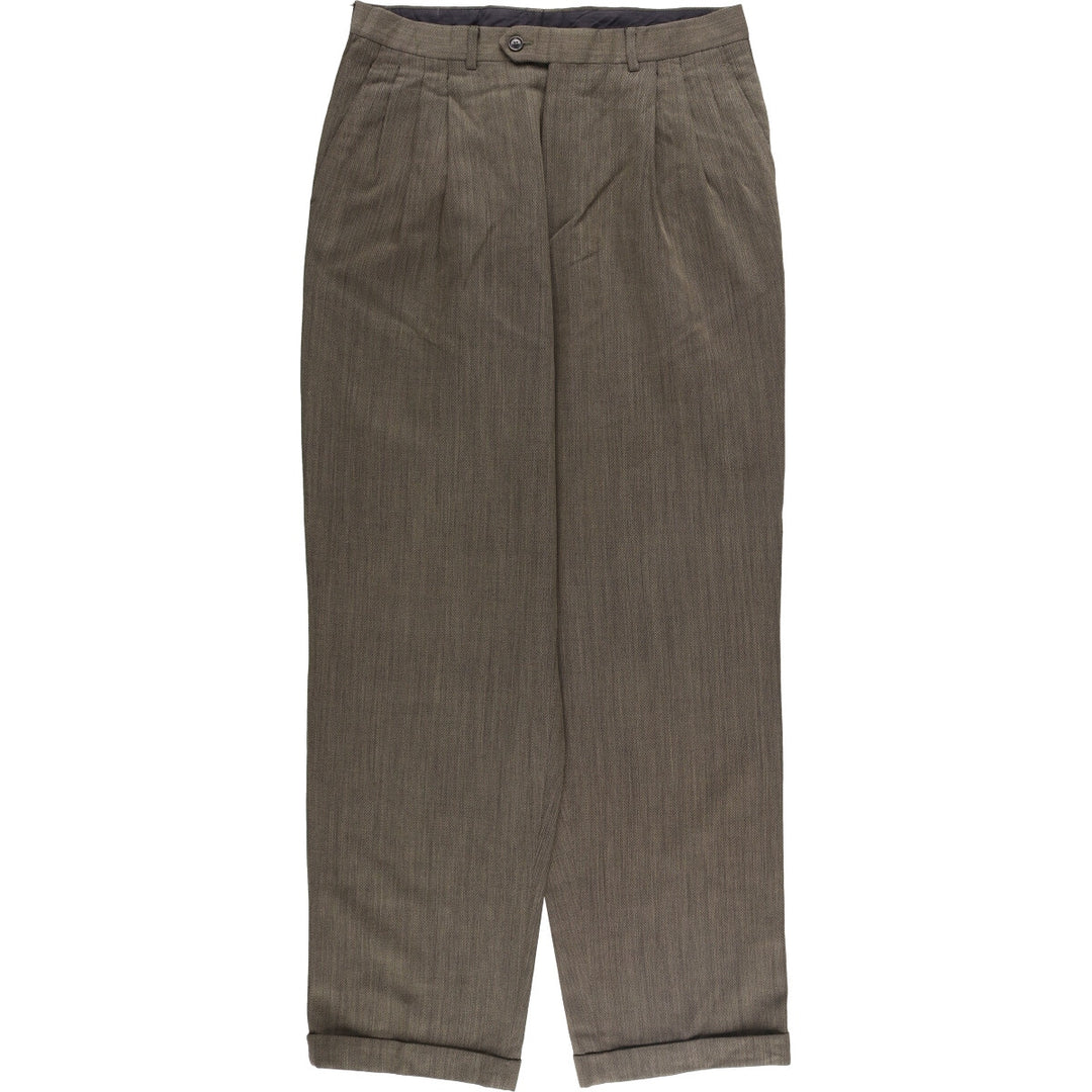 Vito Rufolo Three-pleat Wool Pants and Slacks, Made in Italy, Men's Size W32 wool brown type Vintage Second Hand
