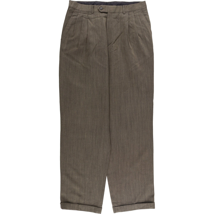 Vito Rufolo Three-pleat Wool Pants and Slacks, Made in Italy, Men's Size W32 wool brown type Vintage Second Hand