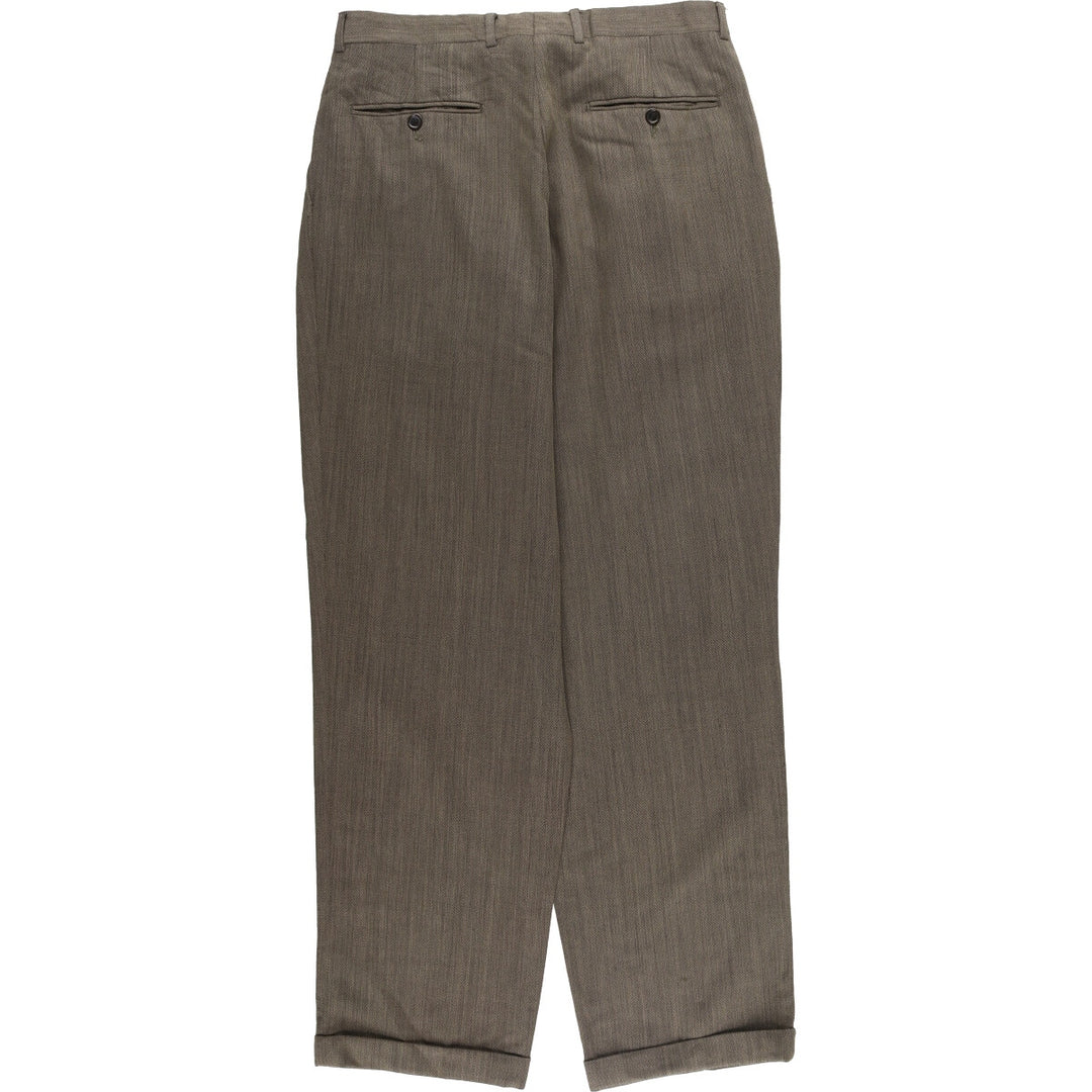 Vito Rufolo Three-pleat Wool Pants and Slacks, Made in Italy, Men's Size W32 wool brown type Vintage Second Hand