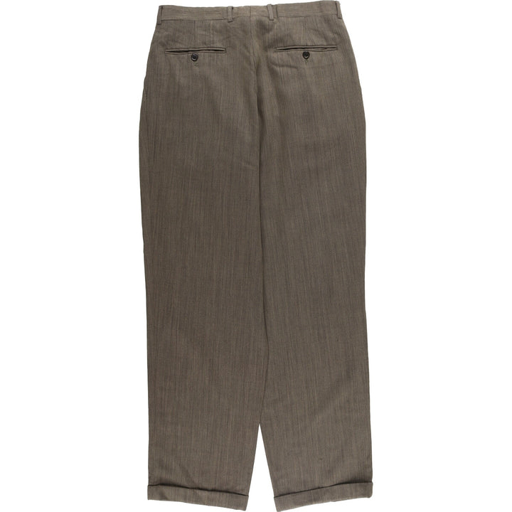 Vito Rufolo Three-pleat Wool Pants and Slacks, Made in Italy, Men's Size W32 wool brown type Vintage Second Hand