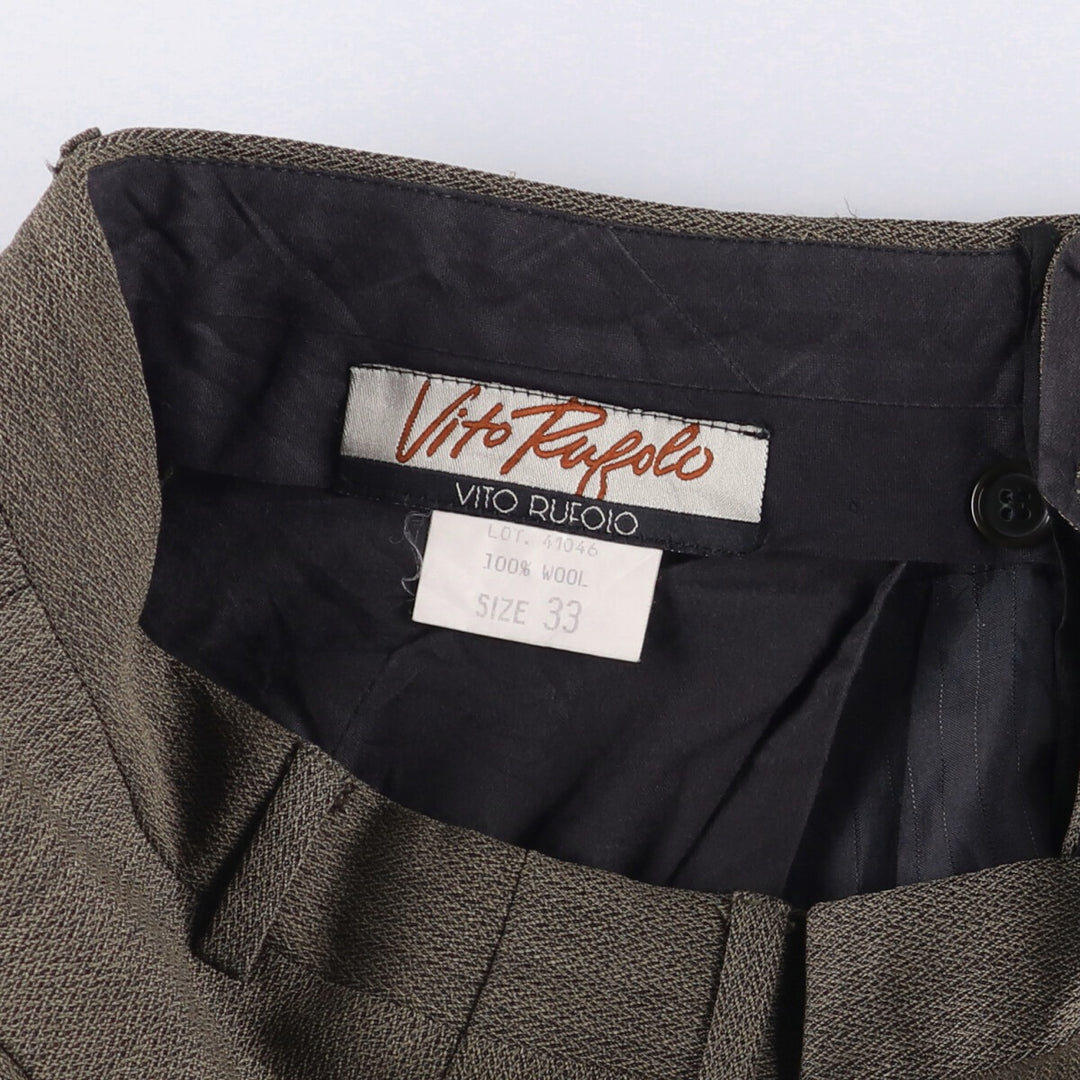 Vito Rufolo Three-pleat Wool Pants and Slacks, Made in Italy, Men's Size W32 wool brown type Vintage Second Hand