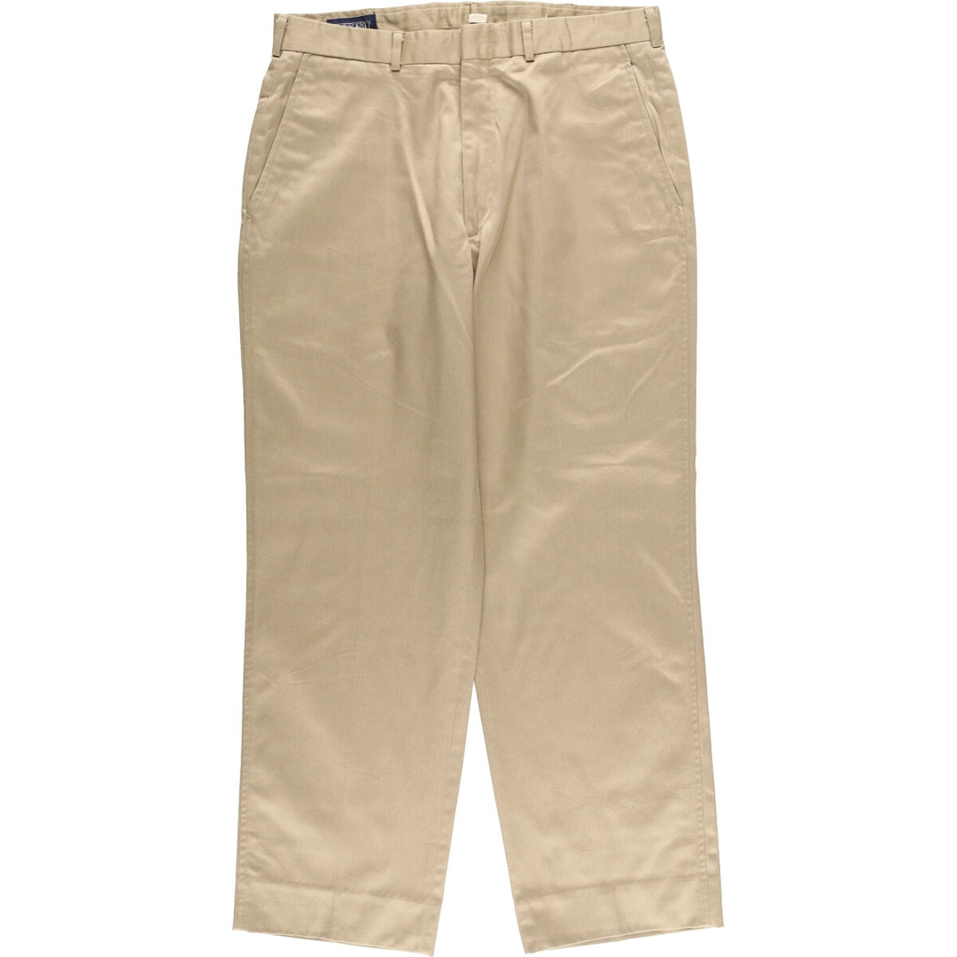 2000'S LANDS' END Wide Leg Slacks, Made in USA, Men's Size W33 polyester Beige type Vintage Second Hand