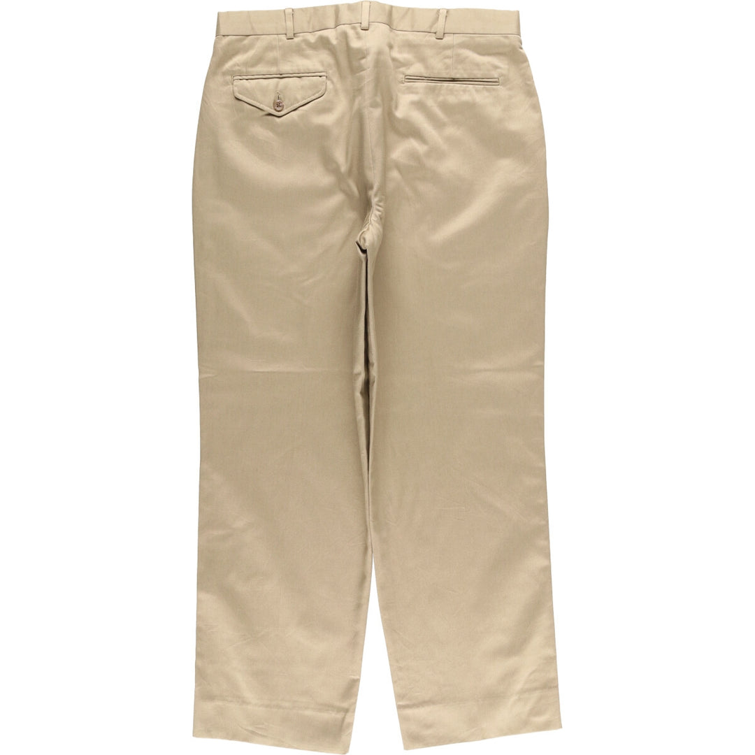 2000'S LANDS' END Wide Leg Slacks, Made in USA, Men's Size W33 polyester Beige type Vintage Second Hand