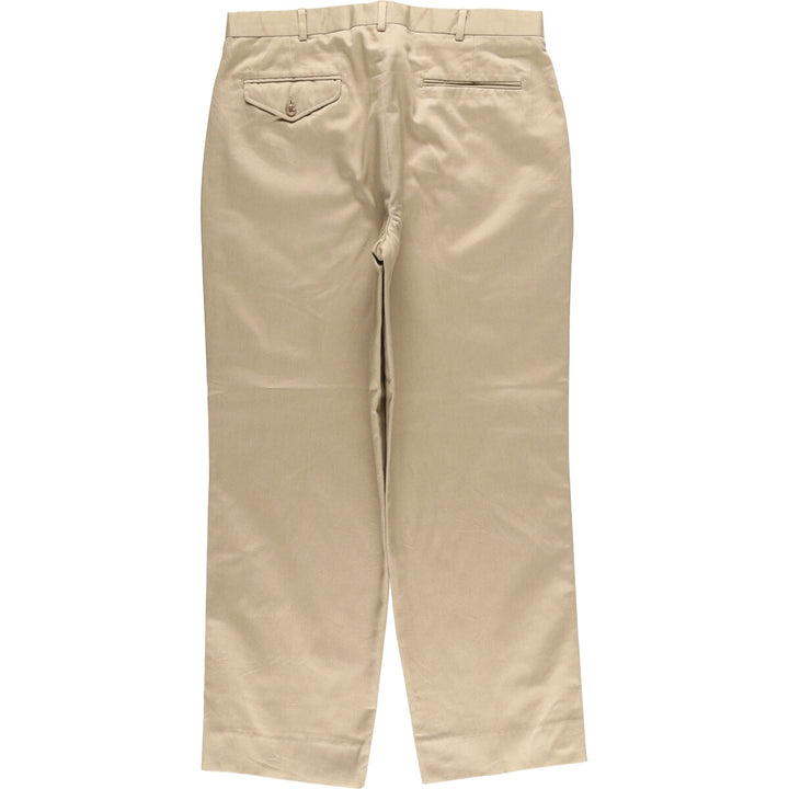 2000'S LANDS' END Wide Leg Slacks, Made in USA, Men's Size W33 polyester Beige type Vintage Second Hand