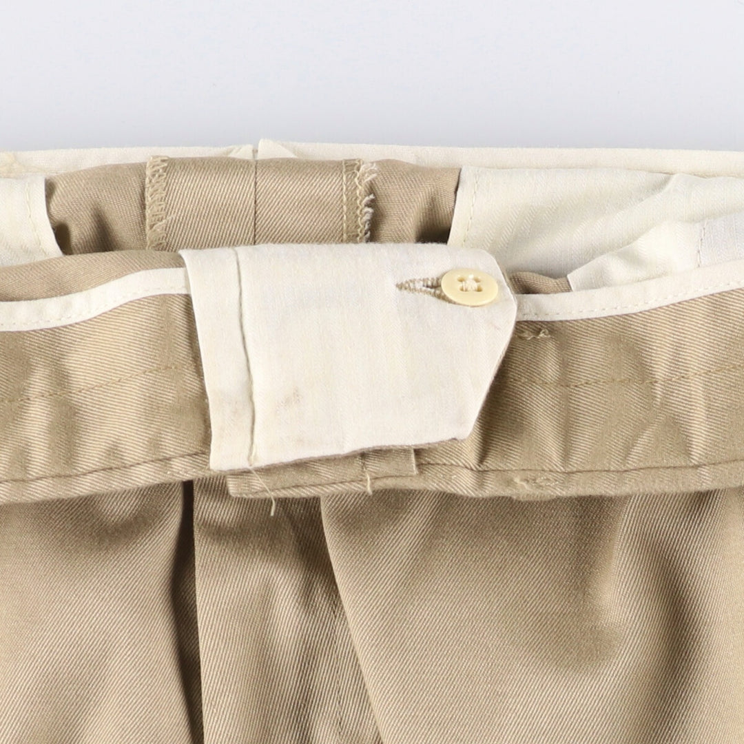2000'S LANDS' END Wide Leg Slacks, Made in USA, Men's Size W33 polyester Beige type Vintage Second Hand