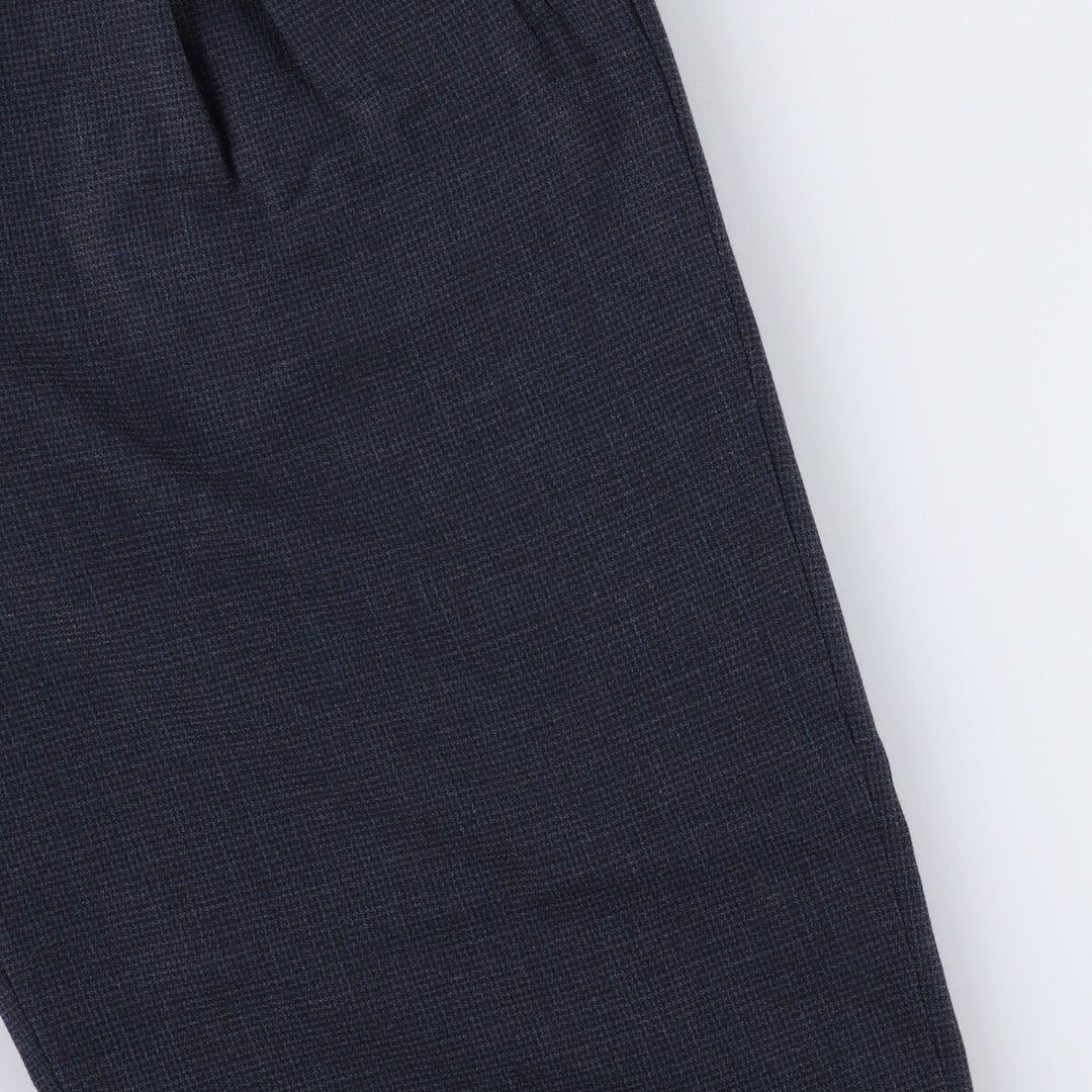 Zanella Check Pattern Two-Pleated Wide Leg Slacks, Made in Italy, Men's Size W33 acetate navy blue type Vintage Second Hand