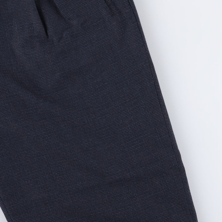 Zanella Check Pattern Two-Pleated Wide Leg Slacks, Made in Italy, Men's Size W33 acetate navy blue type Vintage Second Hand