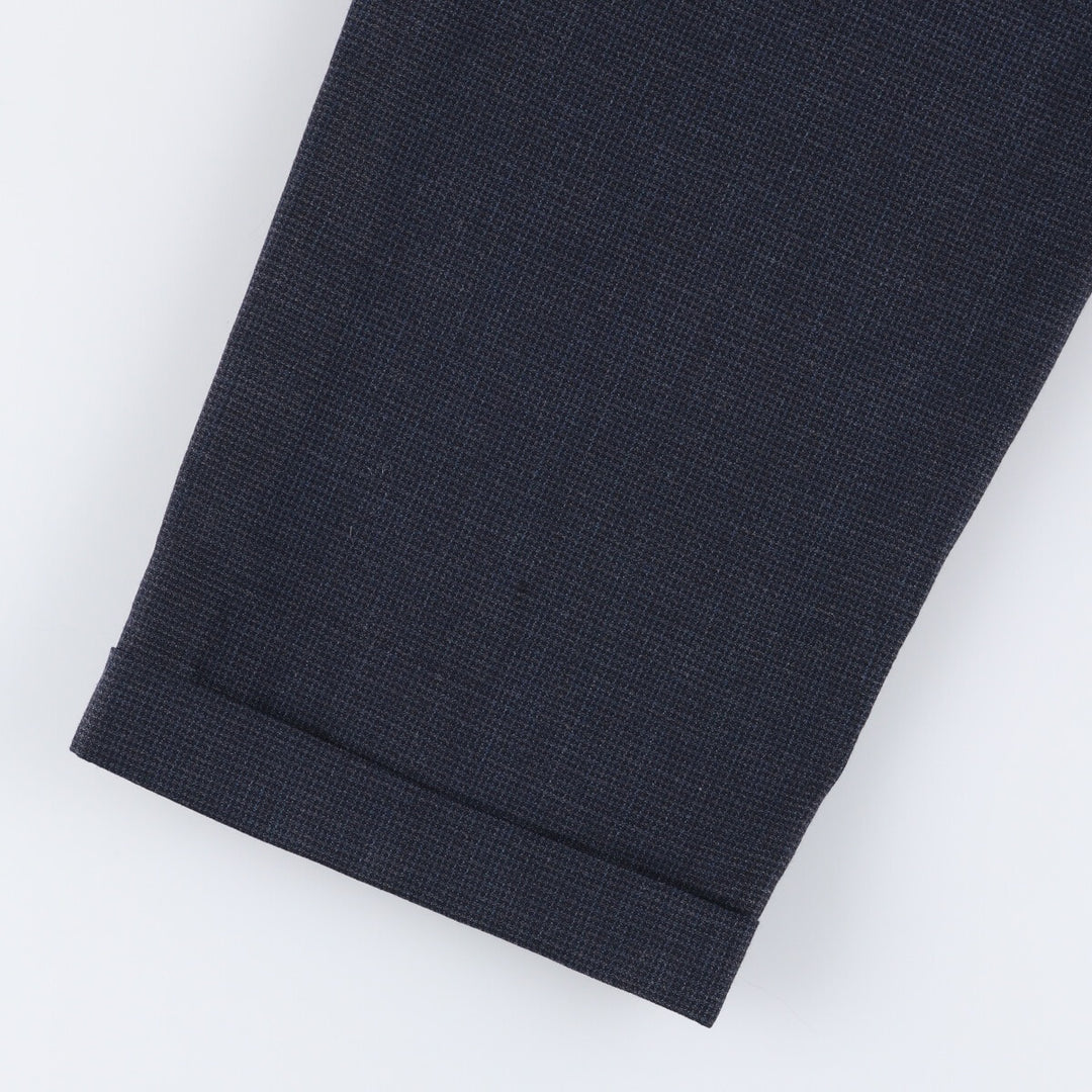 Zanella Check Pattern Two-Pleated Wide Leg Slacks, Made in Italy, Men's Size W33 acetate navy blue type Vintage Second Hand
