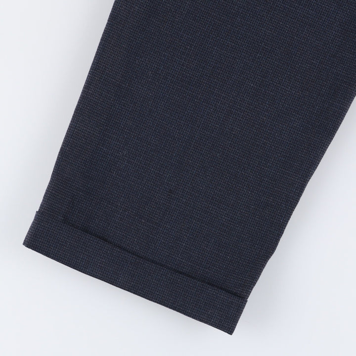Zanella Check Pattern Two-Pleated Wide Leg Slacks, Made in Italy, Men's Size W33 acetate navy blue type Vintage Second Hand