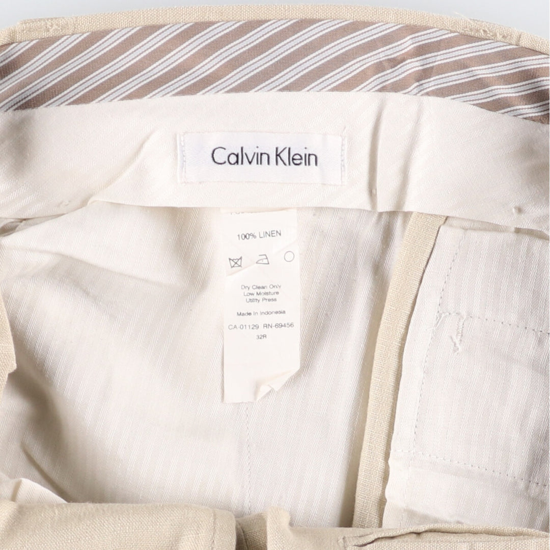 2000s~ Calvin Klein linen pants slacks men's size W31 linen Beige type Vintage Second Hand