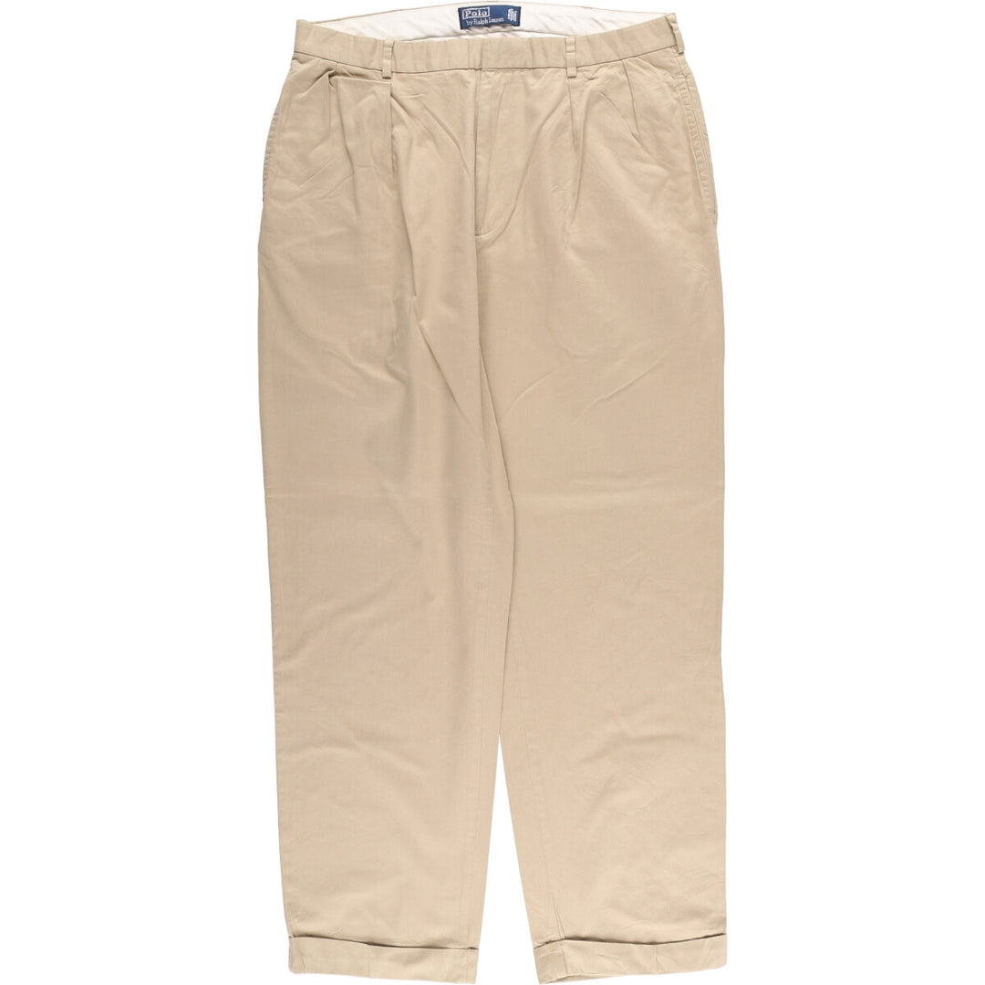 Ralph Lauren POLO by Ralph Lauren Two-pleat cotton slacks pants for men, size W34 cotton Beige type Vintage Second Hand
