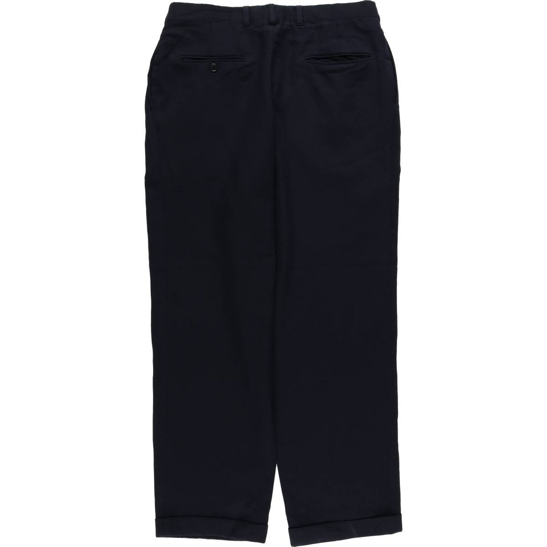 Vintage 70s-80'S striped two-pleat slacks, men's size W34. unclear black type Vintage Second Hand