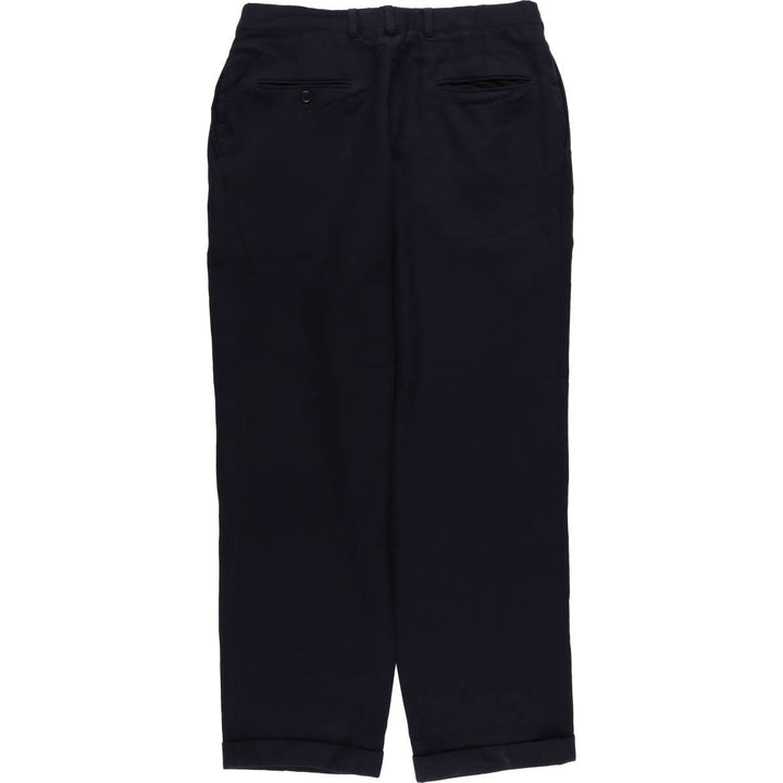 Vintage 70s-80'S striped two-pleat slacks, men's size W34. unclear black type Vintage Second Hand