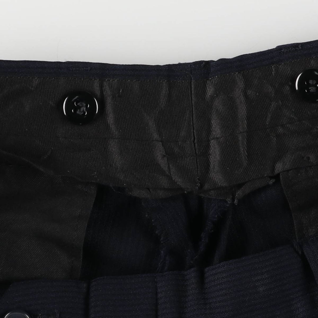 Vintage 70s-80'S striped two-pleat slacks, men's size W34. unclear black type Vintage Second Hand
