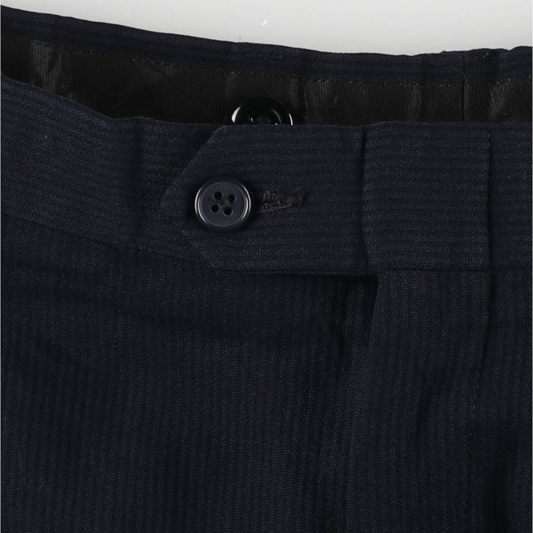 Vintage 70s-80'S striped two-pleat slacks, men's size W34. unclear black type Vintage Second Hand