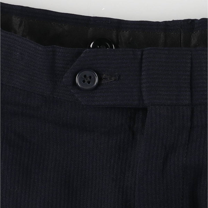 Vintage 70s-80'S striped two-pleat slacks, men's size W34. unclear black type Vintage Second Hand