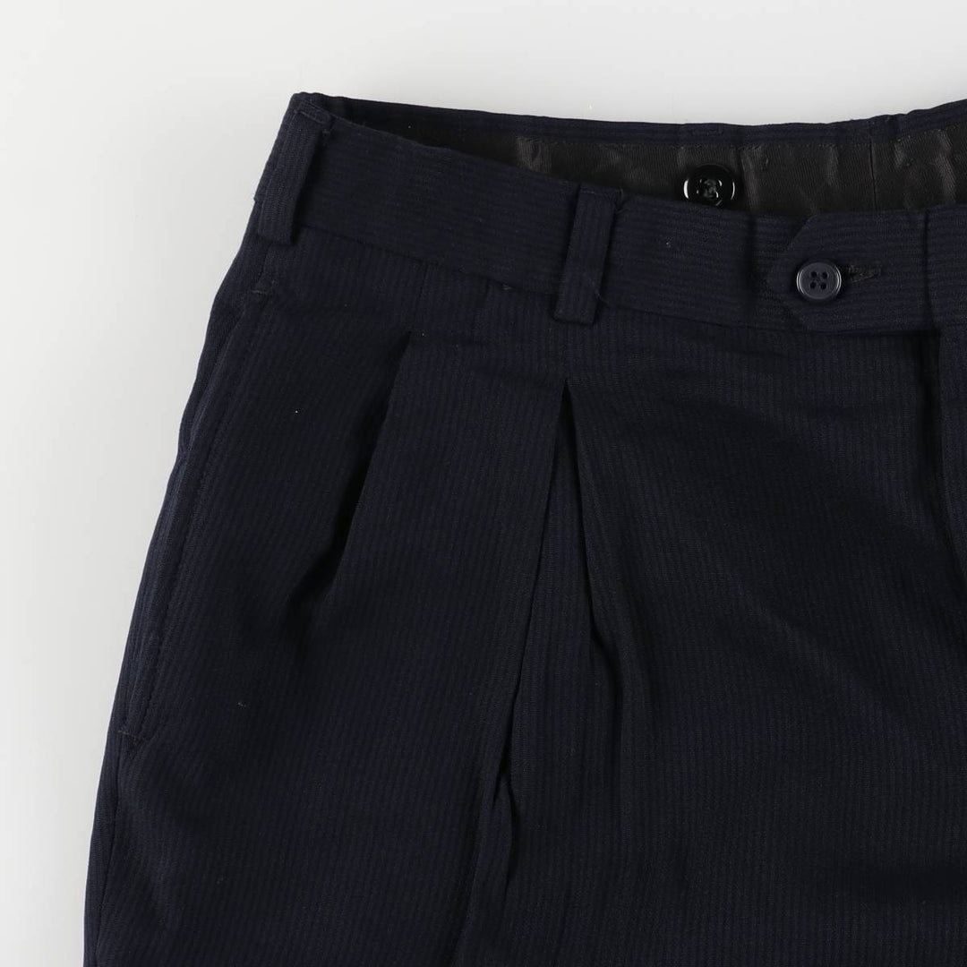 Vintage 70s-80'S striped two-pleat slacks, men's size W34. unclear black type Vintage Second Hand