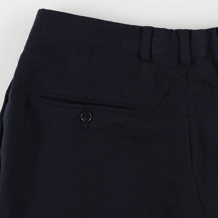 Vintage 70s-80'S striped two-pleat slacks, men's size W34. unclear black type Vintage Second Hand