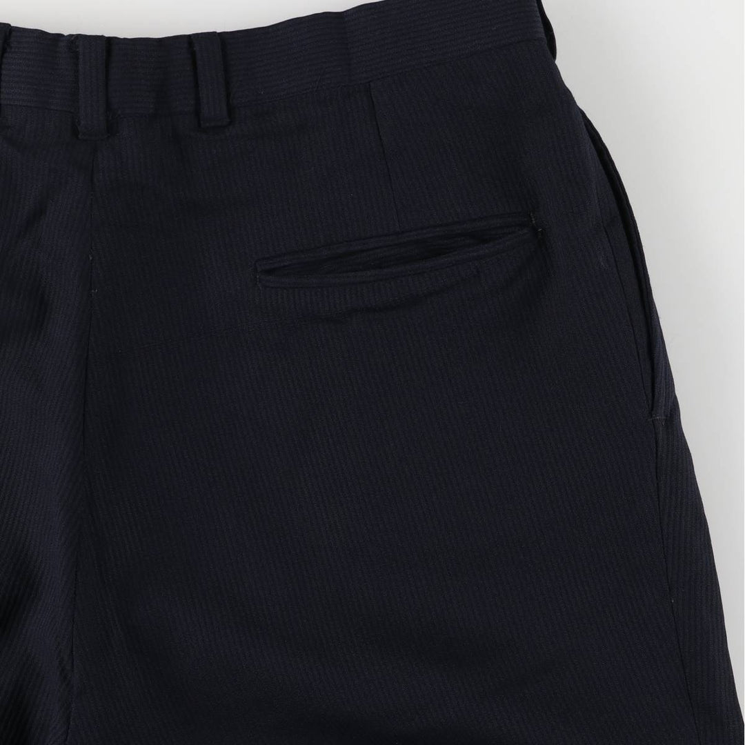 Vintage 70s-80'S striped two-pleat slacks, men's size W34. unclear black type Vintage Second Hand