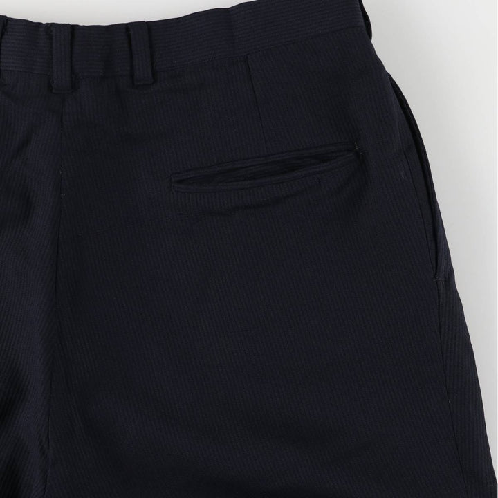 Vintage 70s-80'S striped two-pleat slacks, men's size W34. unclear black type Vintage Second Hand