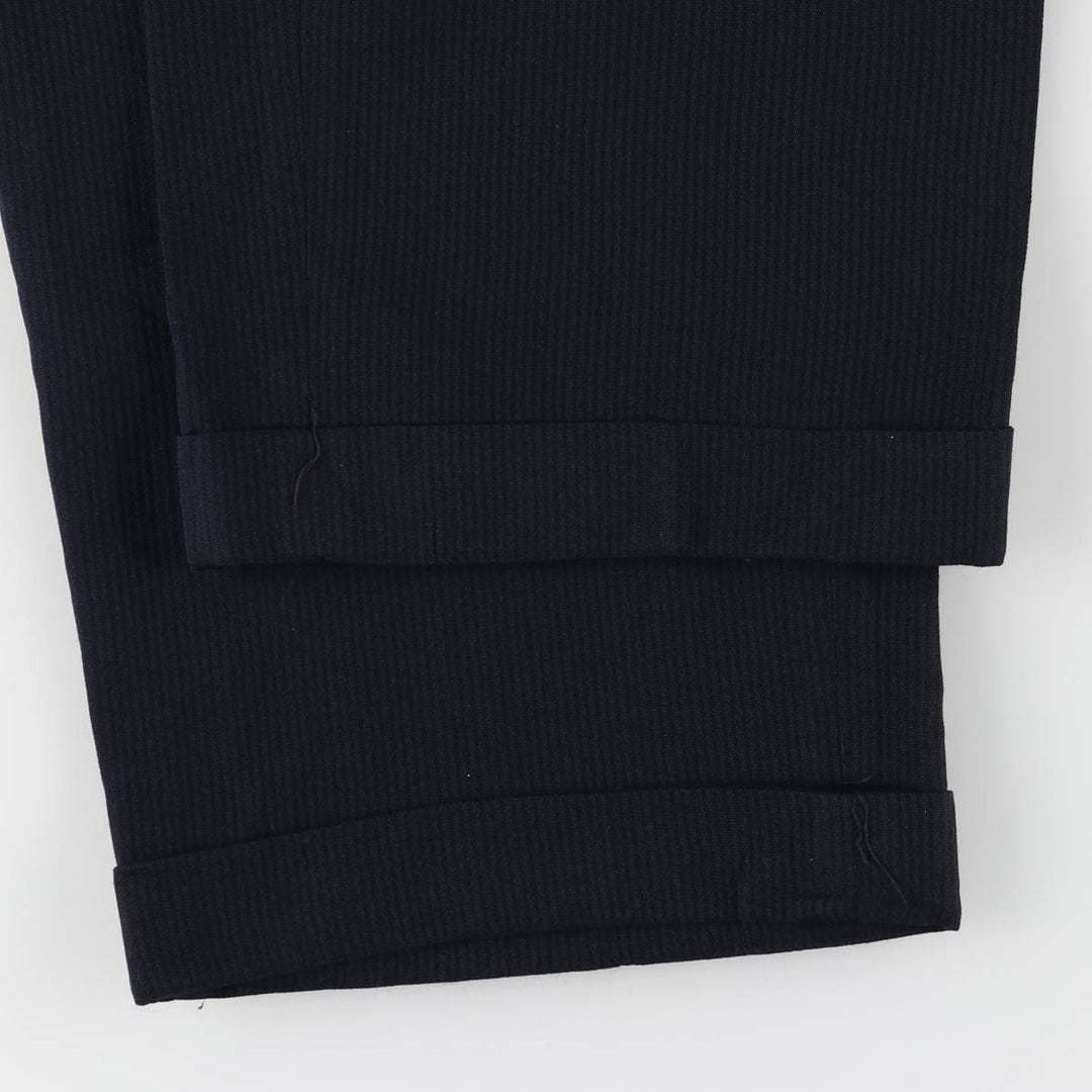 Vintage 70s-80'S striped two-pleat slacks, men's size W34. unclear black type Vintage Second Hand