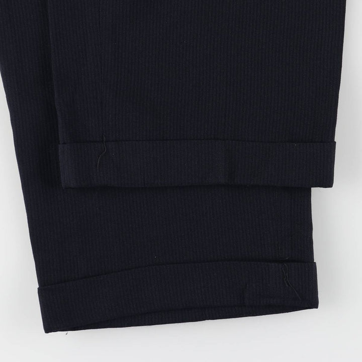 Vintage 70s-80'S striped two-pleat slacks, men's size W34. unclear black type Vintage Second Hand