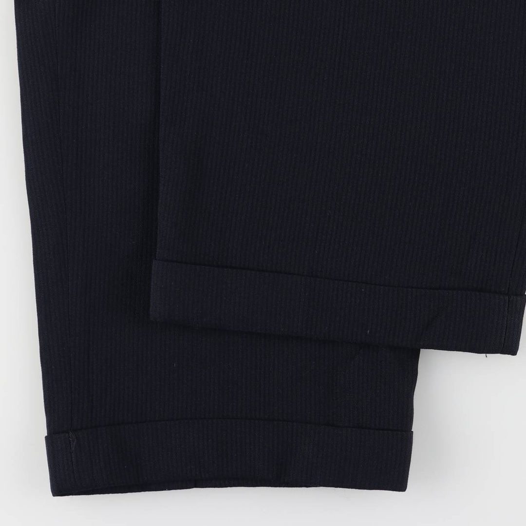 Vintage 70s-80'S striped two-pleat slacks, men's size W34. unclear black type Vintage Second Hand