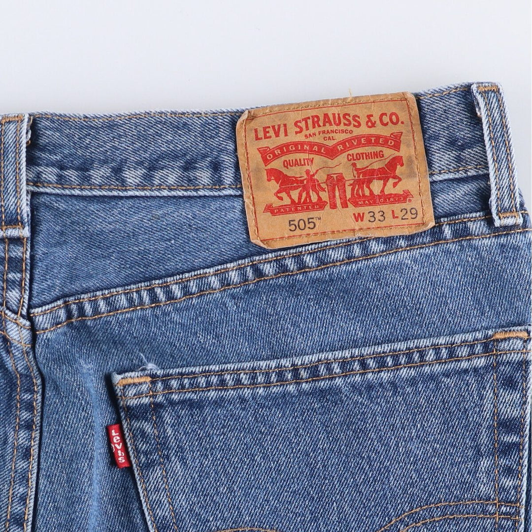 Levi's 505 tapered denim pants for men, size W34 cotton blue type Vintage Second Hand